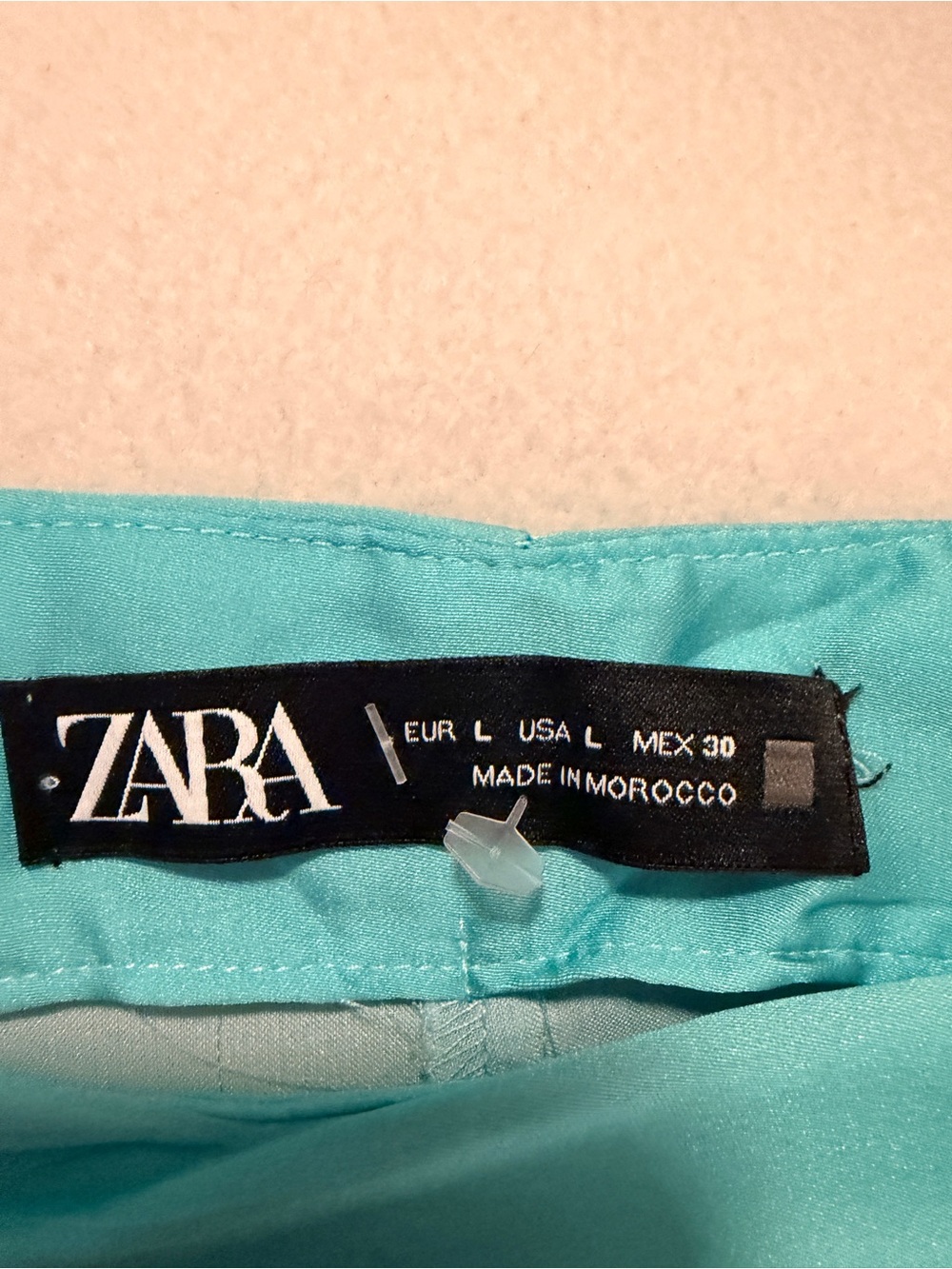 Zara Teal Satin Wide Leg Pants - Picture 5 of 9